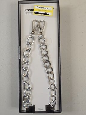 NWT Crossbody Phone Strap Silver Tone Mixed Link Chain